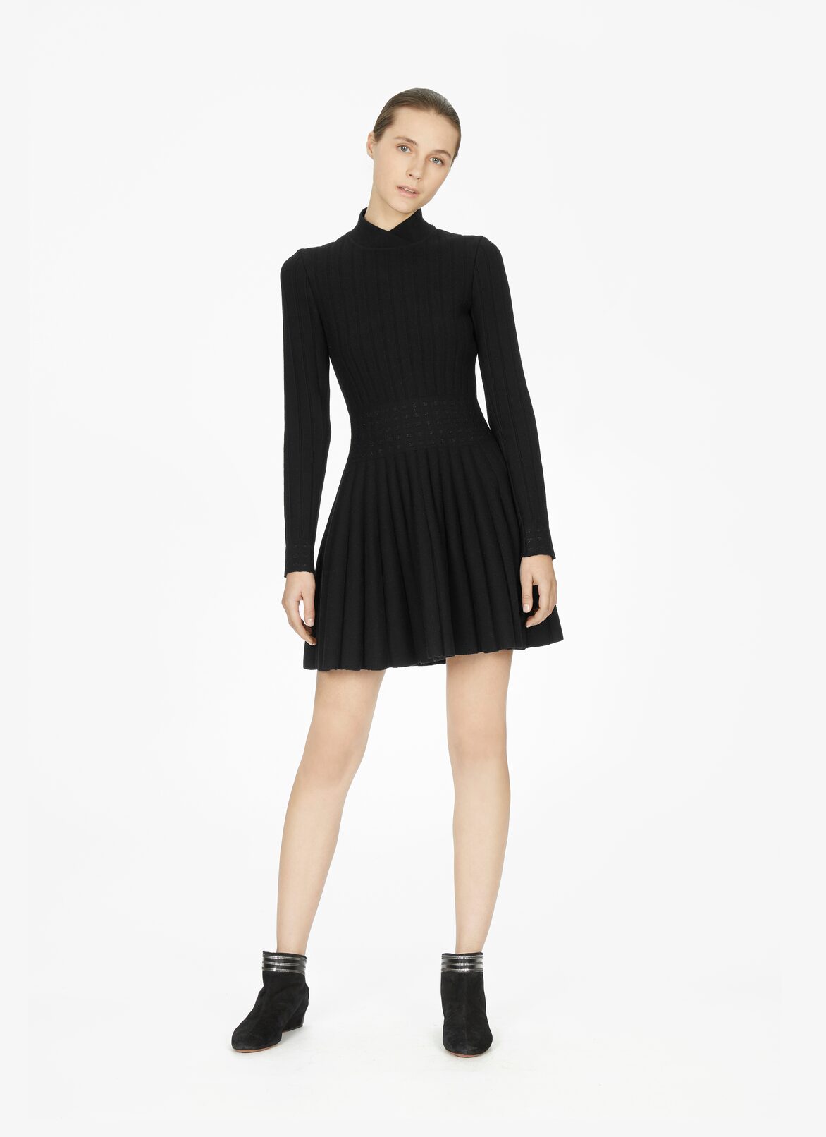 Stretch Wool Sweater Dress ALAÏA BLACK STRETCH WOOL SWEATER DRESS